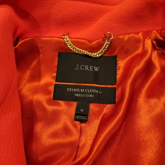 J. Crew Neon Orange Stadium Cloth Nello Gori Cocoon Wool Coat Jacket sz 16 - Picture 3 of 6